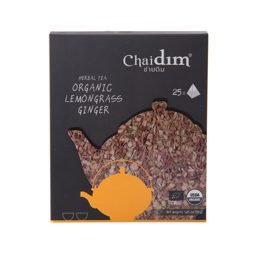 Chaidim Lemongrass Ginger Herbal Tea 25 Teabags ชายดิม ชาสมุนไพรตะไคร้ขิง บรรจุ 25 ถุงชา