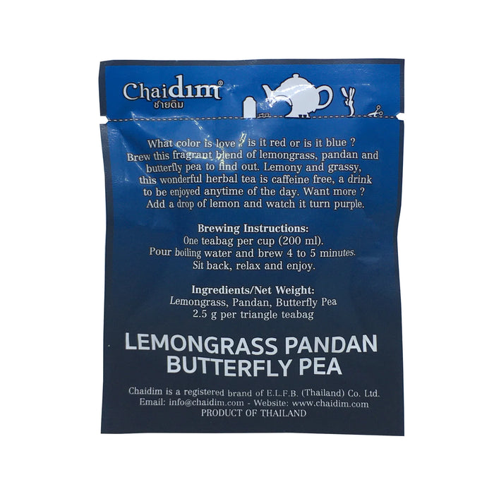  Chaidim Lemongrass Pandan Butterfly Pea ชายดิม ชาสมุนไพรตะไคร้ ใ้บเตย ดอกอัญชัญ (Wholesale)