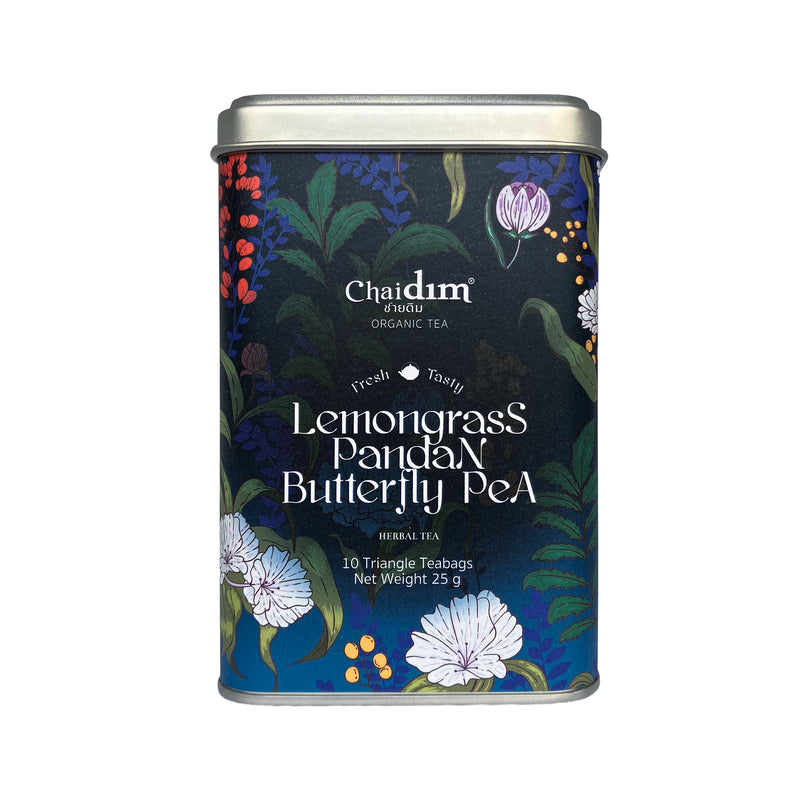 Chaidim Lemongrass Pandan Butterfly Pea 10 Teabags ชายดิม ชาสมุนไพรตะไคร้ ใบเตย ดอกอัญชัญ บรรจุ 10 ถุงชา | Seasonal Collection