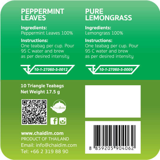 Chaidim DUO Box Pure Lemongrass 5 Teabags & Peppermint Leaves 5 Teabags