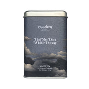 Chaidim Bai Mu Dan White Peony Tea 10 Teabags Seasonal Collection tin front view organic white tea Thailand