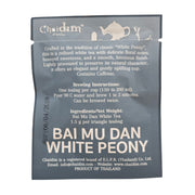 Chaidim Bai Mu Dan White Peony individual teabag back brewing instructions ingredients organic white tea