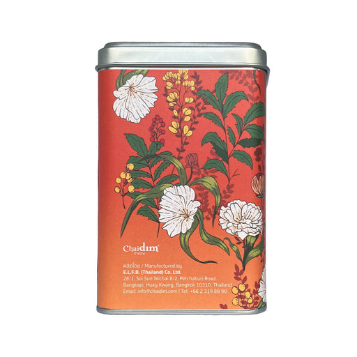 Chaidim Lemongrass Ginger Herbal Tea Seasonal Collection tin back label manufacturer info Thailand