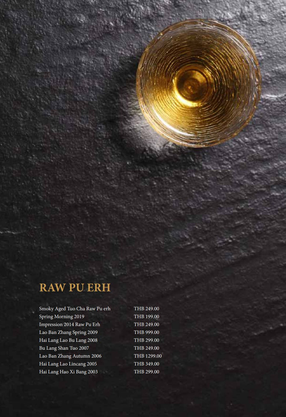 Chaidim Teahouse Menu Raw Pu Erh