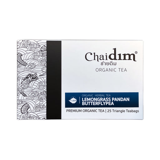 Chaidim Lemongrass Pandan Butterfly Pea 25 Teabags ชายดิม ชาสมุนไพรตะไคร้ ใ้บเตย ดอกอัญชัญ บรรจุ 25 ถุงชา