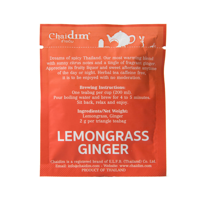 Chaidim Lemongrass Ginger Herbal Tea 25 Teabags ชายดิม ชาสมุนไพรตะไคร้ขิง บรรจุ 25 ถุงชา
